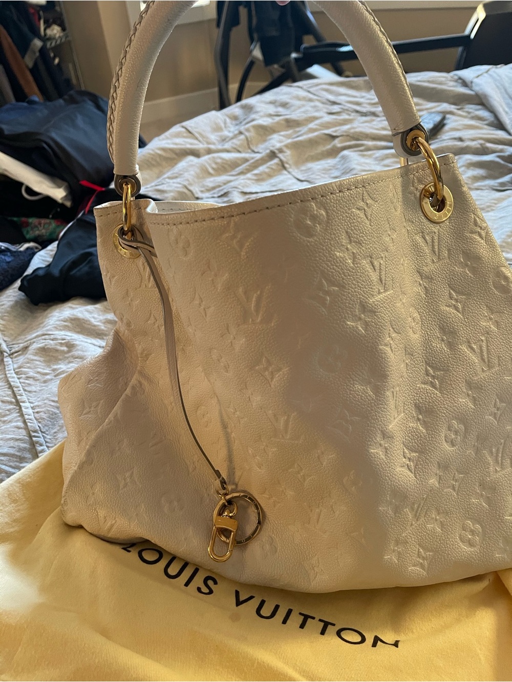 Louis Vuitton Cream Monogram Empreinte Shoulder Bag with Gold Hardware - Picture 1 of 4